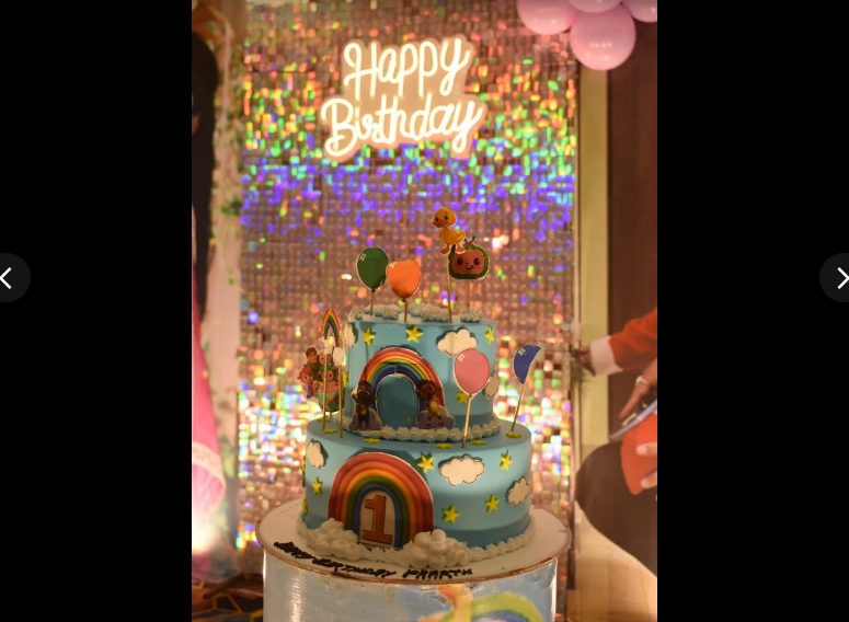 Two tier rainbow fondant birthday cake